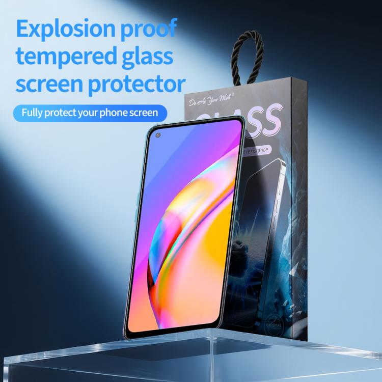 For OPPO A94 5G 5pcs / Pack Do As You Wish Silk Screen Printed HD Tempered Glass Film - Black