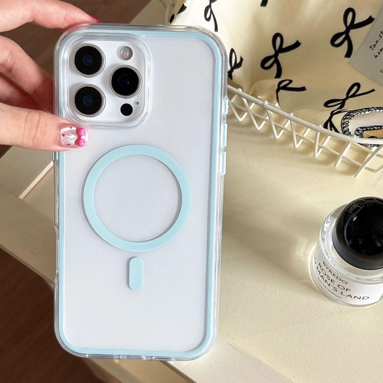 For iPhone 16 Pro Max Large Hole Camera Macaron Transparency MagSafe Phone Case