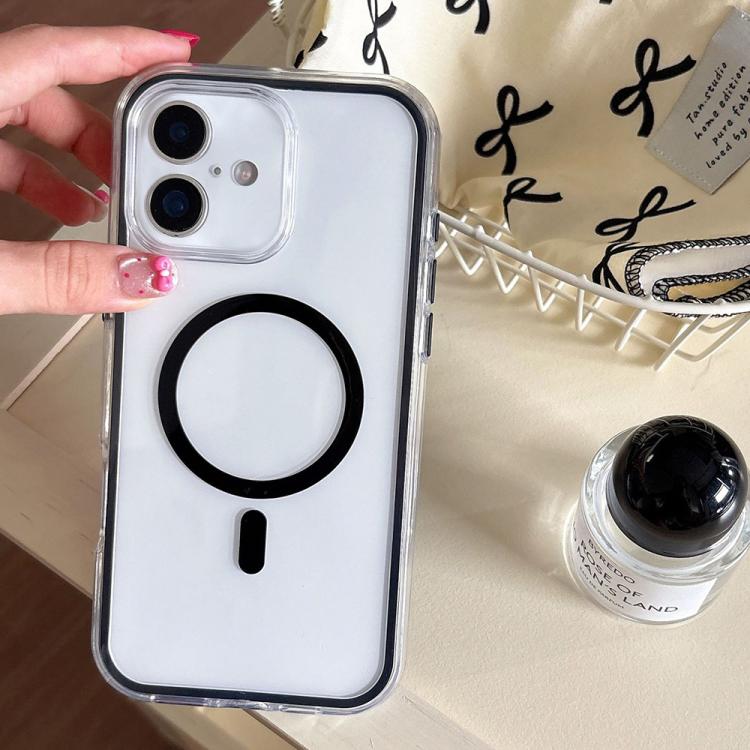 For iPhone 16 Large Hole Camera Macaron Transparency MagSafe Phone Case