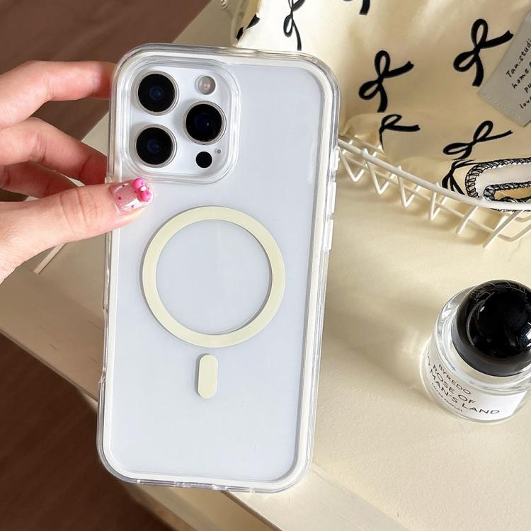 For iPhone 15 Pro Max Large Hole Camera Macaron Transparency MagSafe Phone Case