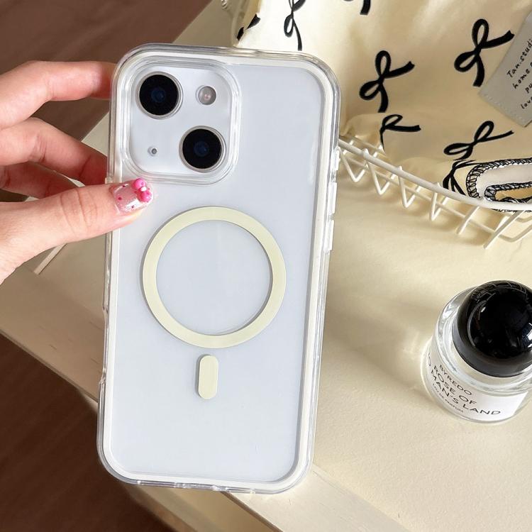 For iPhone 15 Large Hole Camera Macaron Transparency MagSafe Phone Case