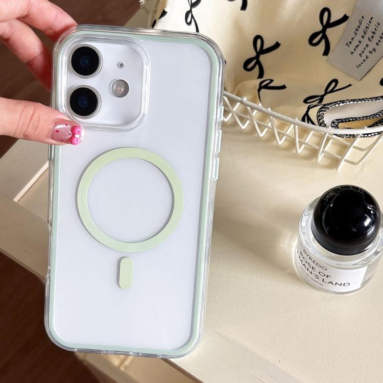For iPhone 12 Large Hole Camera Macaron Transparency MagSafe Phone Case