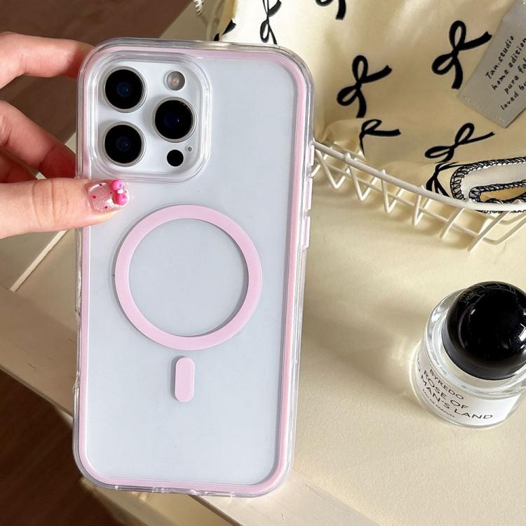 For iPhone 12 Pro Max Large Hole Camera Macaron Transparency MagSafe Phone Case