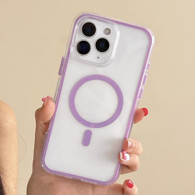 For iPhone 11 Pro Max Large Hole Camera Macaron Transparency MagSafe Phone Case