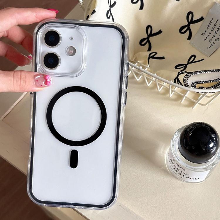 For iPhone 11 Large Hole Camera Macaron Transparency MagSafe Phone Case