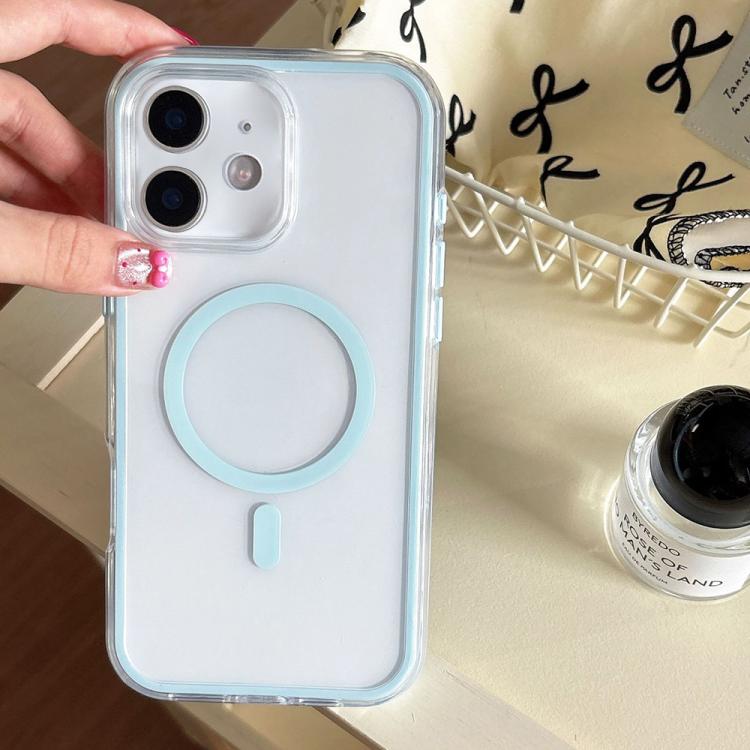 For iPhone 11 Large Hole Camera Macaron Transparency MagSafe Phone Case