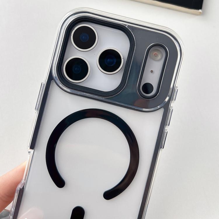 For iPhone 16 Plus Large Hole Camera Macaron Transparency MagSafe Phone Case