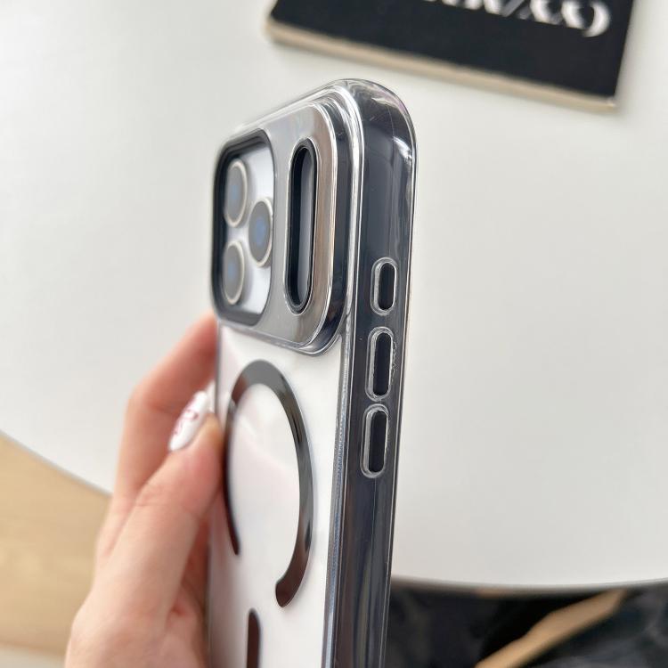 For iPhone 16 Plus Large Hole Camera Macaron Transparency MagSafe Phone Case