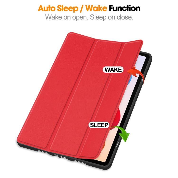 For Xiaomi Redmi Pad 2 Pro Custer TPU Pure Color 3-Fold Holder Smart Leather Tablet Case with Pen Tray