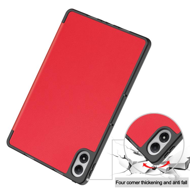 For Xiaomi Redmi Pad 2 Pro Custer TPU Pure Color 3-Fold Holder Smart Leather Tablet Case with Pen Tray
