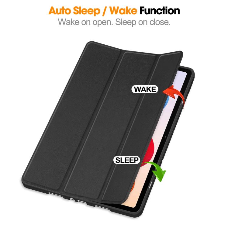 For Xiaomi Redmi Pad 2 Pro Custer TPU Pure Color 3-Fold Holder Smart Leather Tablet Case with Pen Tray