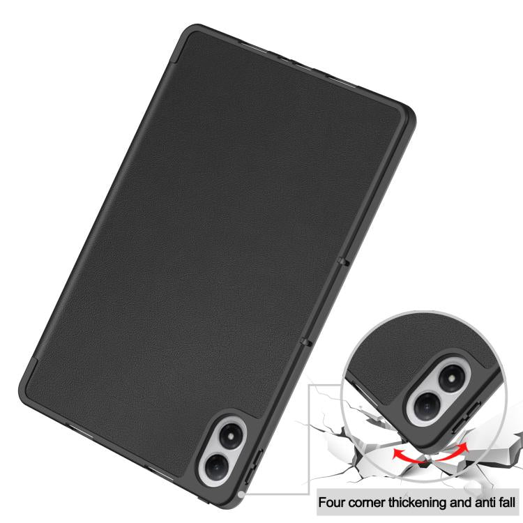 For Xiaomi Redmi Pad 2 Pro Custer TPU Pure Color 3-Fold Holder Smart Leather Tablet Case with Pen Tray