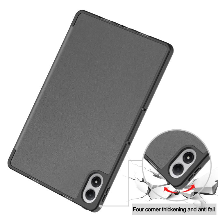 For Xiaomi Redmi Pad 2 Pro Custer TPU Pure Color 3-Fold Holder Smart Leather Tablet Case with Pen Tray