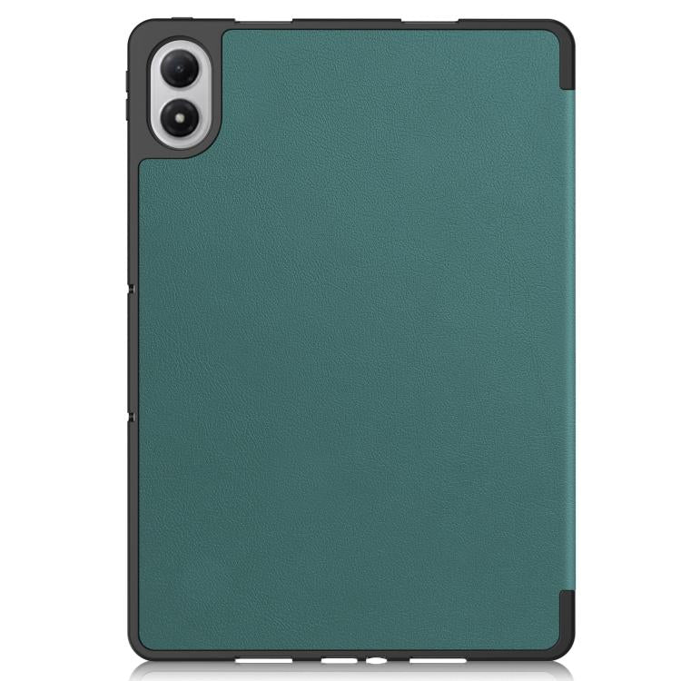 For Xiaomi Redmi Pad 2 Pro Custer TPU Pure Color 3-Fold Holder Smart Leather Tablet Case with Pen Tray