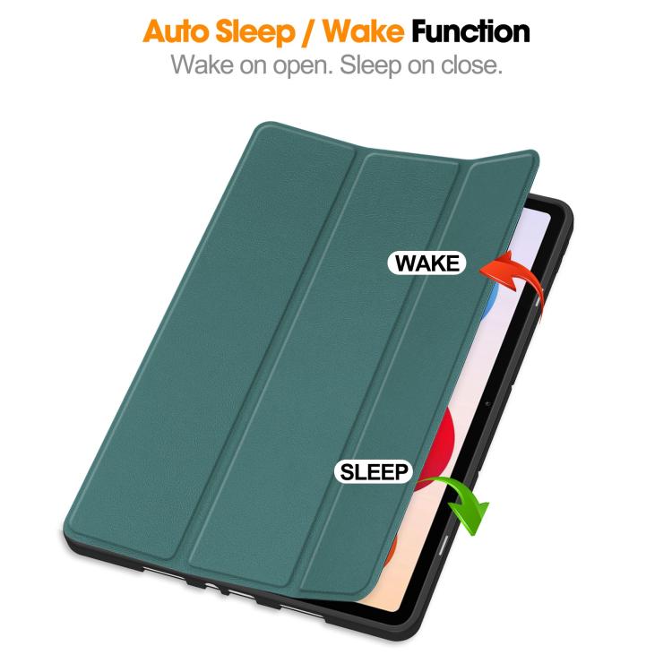 For Xiaomi Redmi Pad 2 Pro Custer TPU Pure Color 3-Fold Holder Smart Leather Tablet Case with Pen Tray