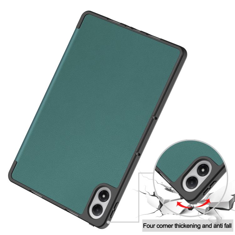 For Xiaomi Redmi Pad 2 Pro Custer TPU Pure Color 3-Fold Holder Smart Leather Tablet Case with Pen Tray