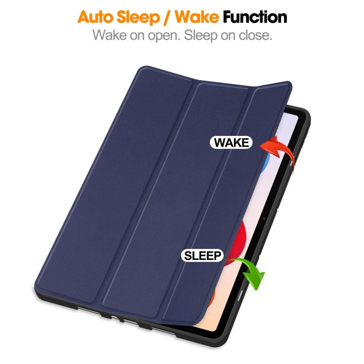 For Xiaomi Redmi Pad 2 Pro Custer TPU Pure Color 3-Fold Holder Smart Leather Tablet Case with Pen Tray