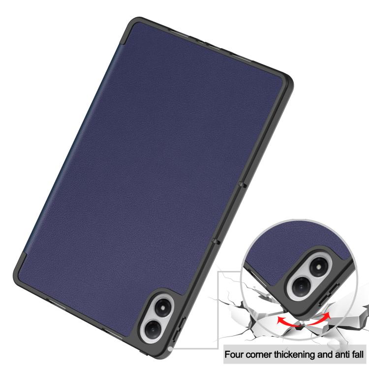 For Xiaomi Redmi Pad 2 Pro Custer TPU Pure Color 3-Fold Holder Smart Leather Tablet Case with Pen Tray