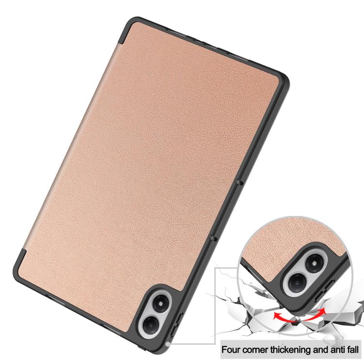 For Xiaomi Redmi Pad 2 Pro Custer TPU Pure Color 3-Fold Holder Smart Leather Tablet Case with Pen Tray