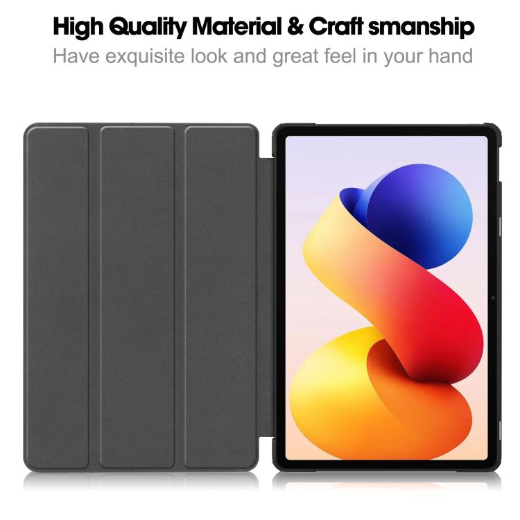 For Xiaomi Redmi Pad 2 Pro Custer Texture 3-Fold Holder Leather Smart Tablet Case