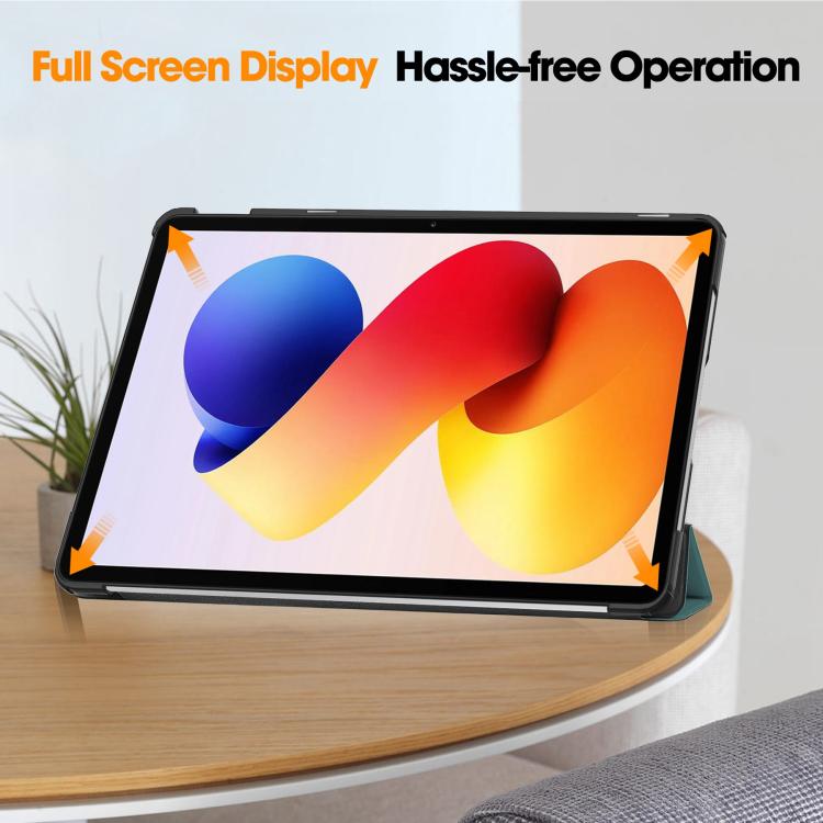 For Xiaomi Redmi Pad 2 Pro Custer Texture 3-Fold Holder Leather Smart Tablet Case