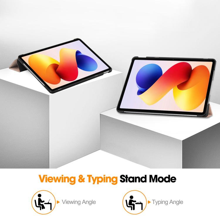 For Xiaomi Redmi Pad 2 Pro Custer Texture 3-Fold Holder Leather Smart Tablet Case