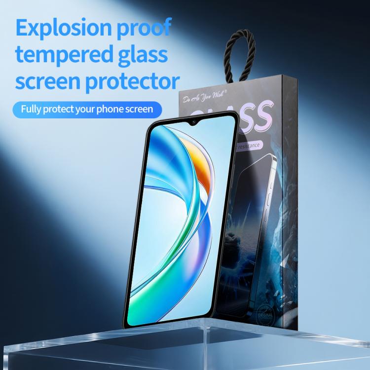 For Honor X5b Plus Do As You Wish Silk Screen Printed HD Tempered Glass Film - Black