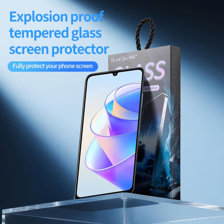 For Honor X7a Do As You Wish Silk Screen Printed HD Tempered Glass Film - Black