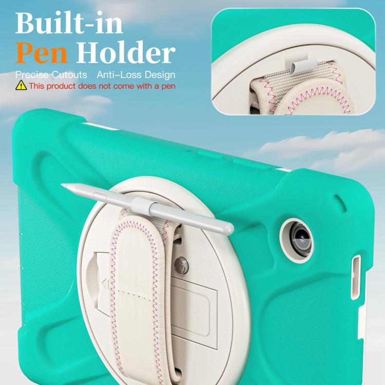 For Samsung Galaxy Tab A11 Rotatable Holder Silicone Hybrid PC Tablet Case with Shoulder Strap