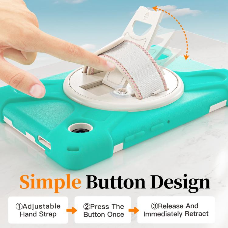 For Samsung Galaxy Tab A11 Rotatable Holder Silicone Hybrid PC Tablet Case with Shoulder Strap