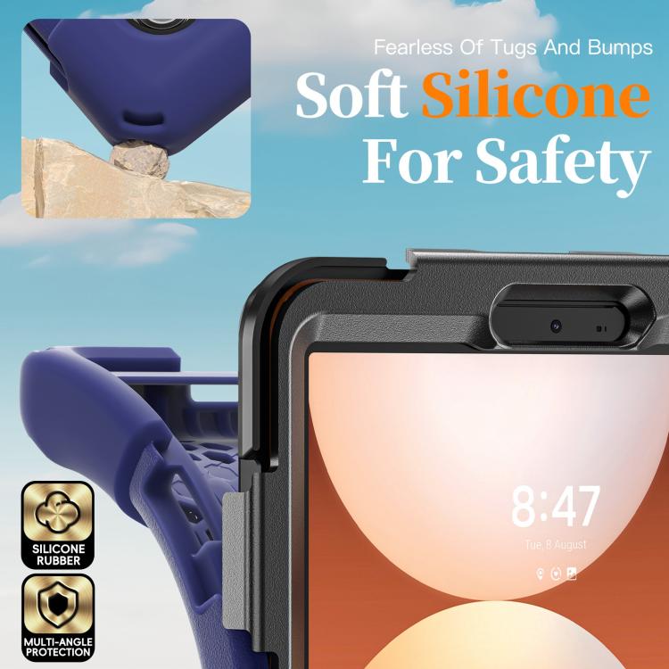 For Samsung Galaxy Tab A11 Rotatable Holder Silicone Hybrid PC Tablet Case with Shoulder Strap