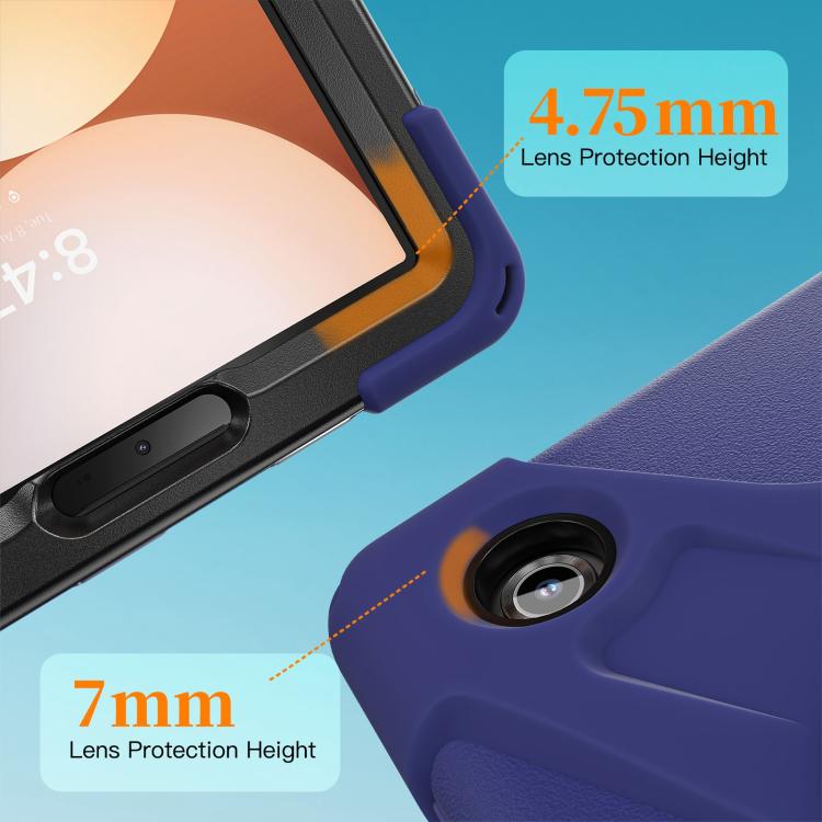 For Samsung Galaxy Tab A11 Rotatable Holder Silicone Hybrid PC Tablet Case with Shoulder Strap