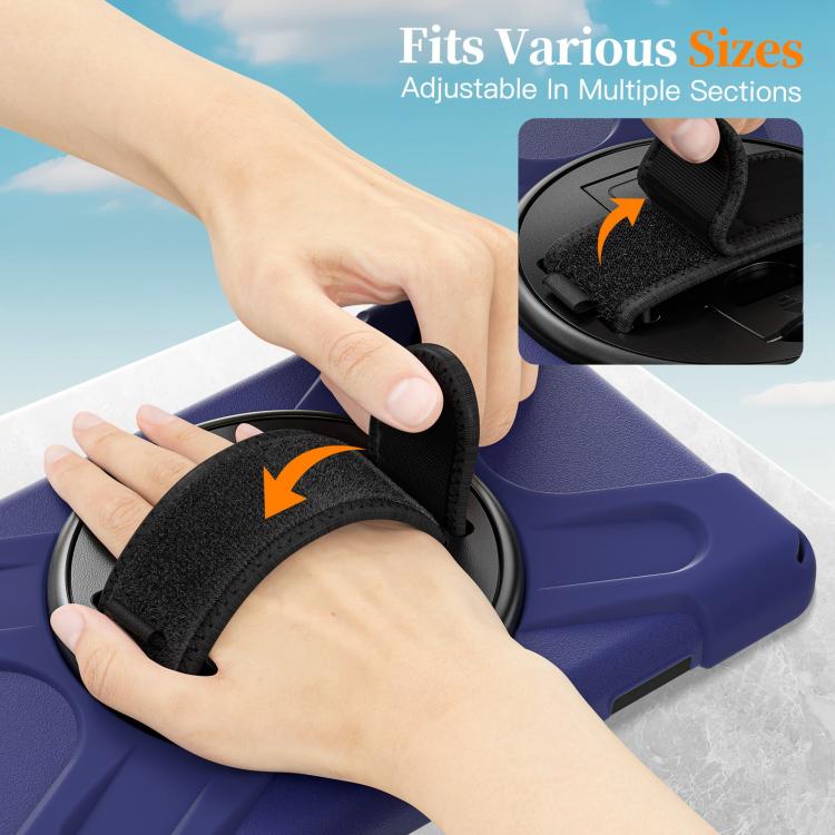 For Samsung Galaxy Tab A11 Rotatable Holder Silicone Hybrid PC Tablet Case with Shoulder Strap