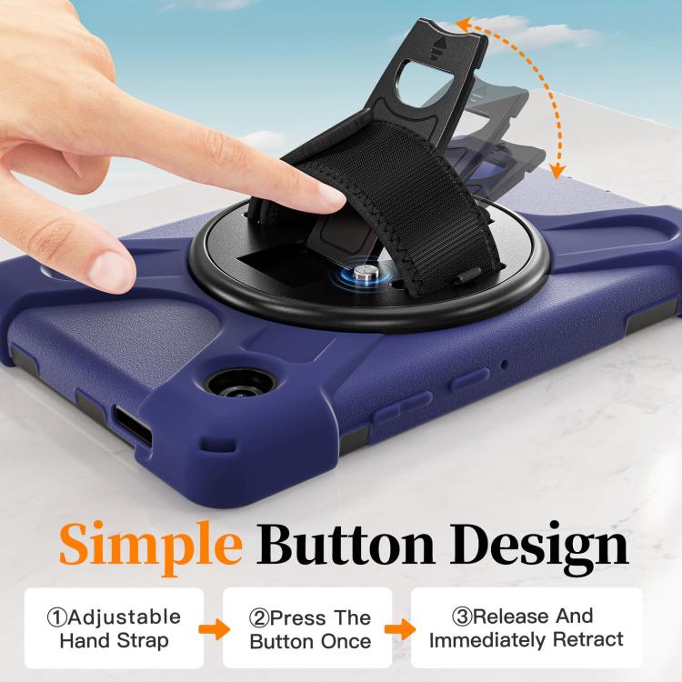 For Samsung Galaxy Tab A11 Rotatable Holder Silicone Hybrid PC Tablet Case with Shoulder Strap
