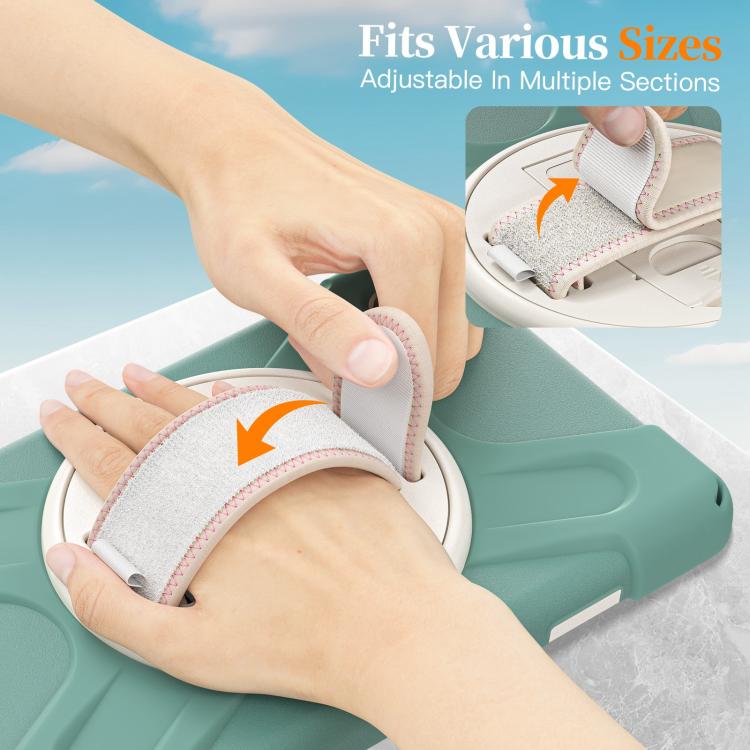 For Samsung Galaxy Tab A11 Rotatable Holder Silicone Hybrid PC Tablet Case with Shoulder Strap