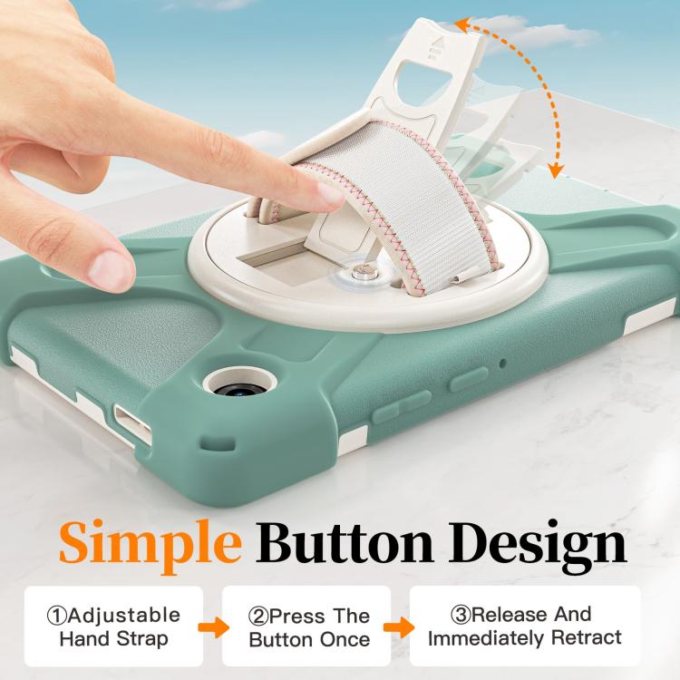 For Samsung Galaxy Tab A11 Rotatable Holder Silicone Hybrid PC Tablet Case with Shoulder Strap