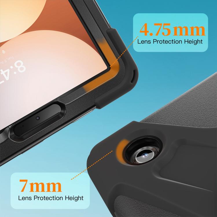 For Samsung Galaxy Tab A11 Rotatable Holder Silicone Hybrid PC Tablet Case with Shoulder Strap
