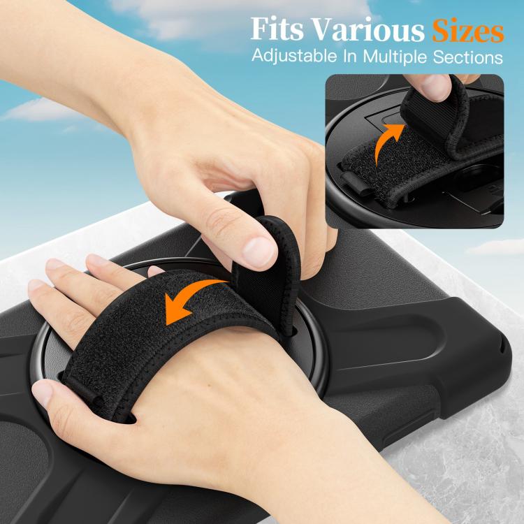 For Samsung Galaxy Tab A11 Rotatable Holder Silicone Hybrid PC Tablet Case with Shoulder Strap