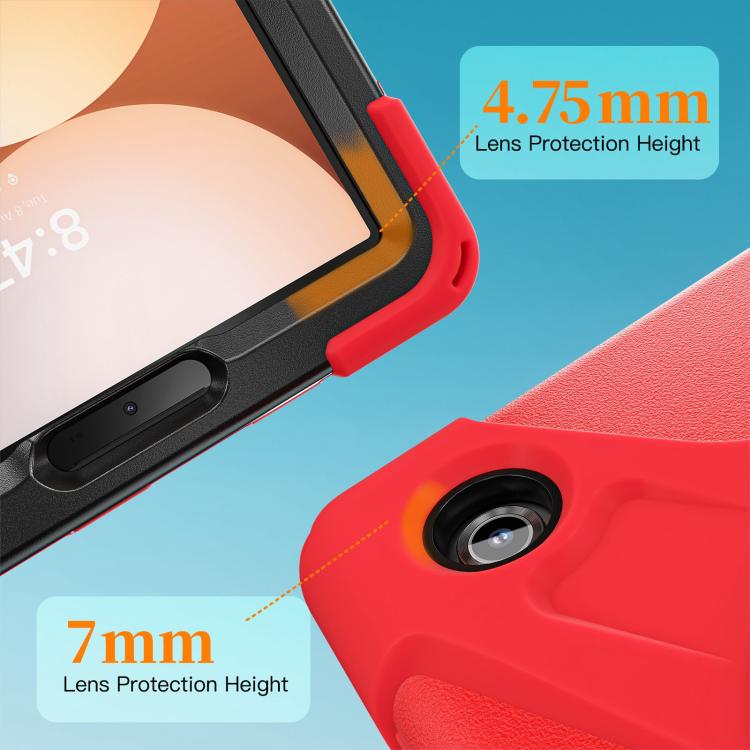 For Samsung Galaxy Tab A11 Rotatable Holder Silicone Hybrid PC Tablet Case with Shoulder Strap