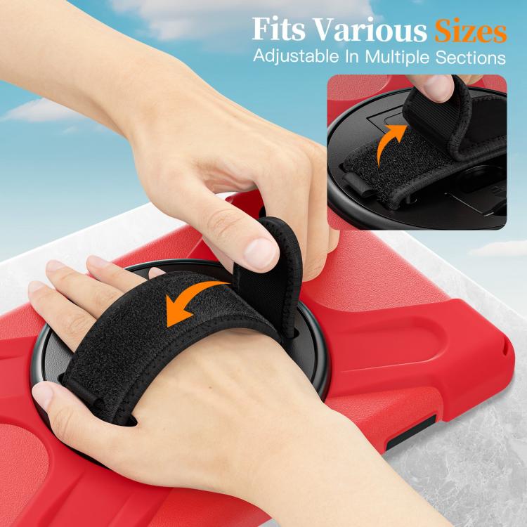 For Samsung Galaxy Tab A11 Rotatable Holder Silicone Hybrid PC Tablet Case with Shoulder Strap