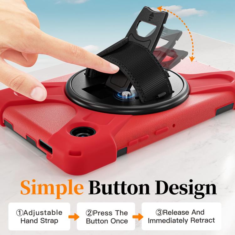 For Samsung Galaxy Tab A11 Rotatable Holder Silicone Hybrid PC Tablet Case with Shoulder Strap