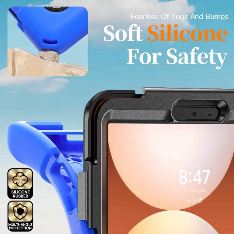 For Samsung Galaxy Tab A11 Rotatable Holder Silicone Hybrid PC Tablet Case with Shoulder Strap