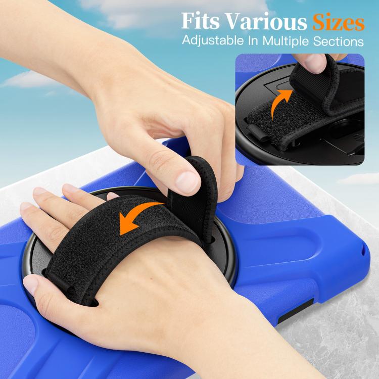 For Samsung Galaxy Tab A11 Rotatable Holder Silicone Hybrid PC Tablet Case with Shoulder Strap