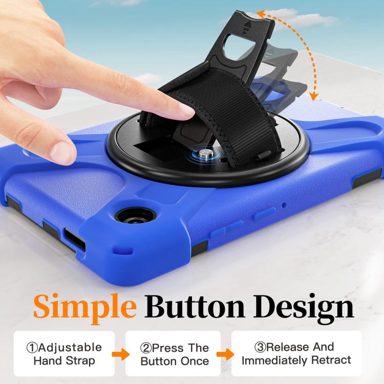 For Samsung Galaxy Tab A11 Rotatable Holder Silicone Hybrid PC Tablet Case with Shoulder Strap