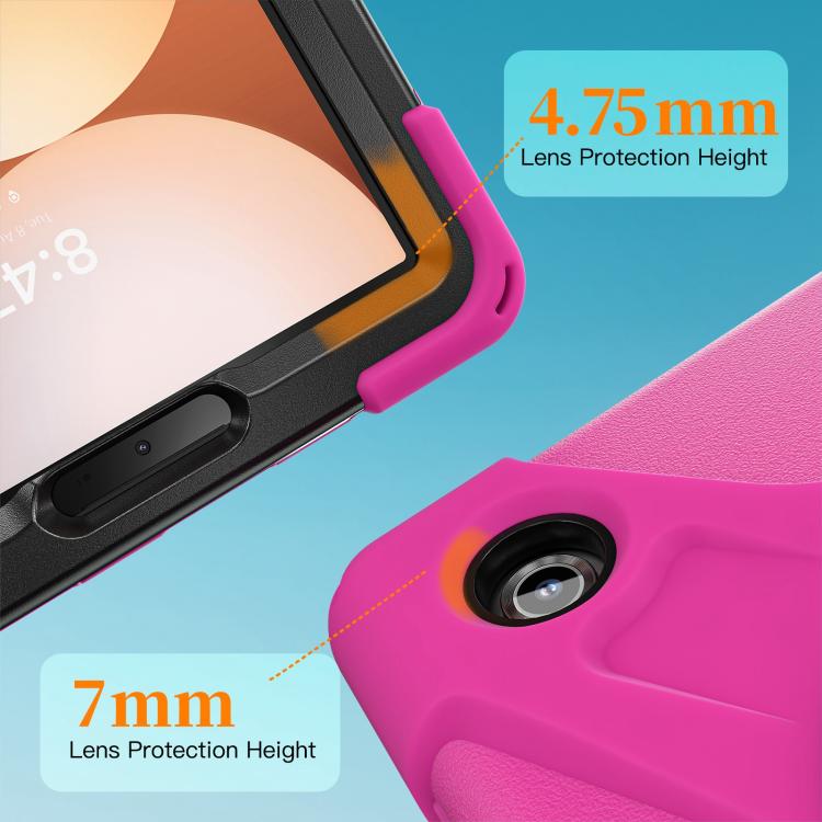 For Samsung Galaxy Tab A11 Rotatable Holder Silicone Hybrid PC Tablet Case with Shoulder Strap