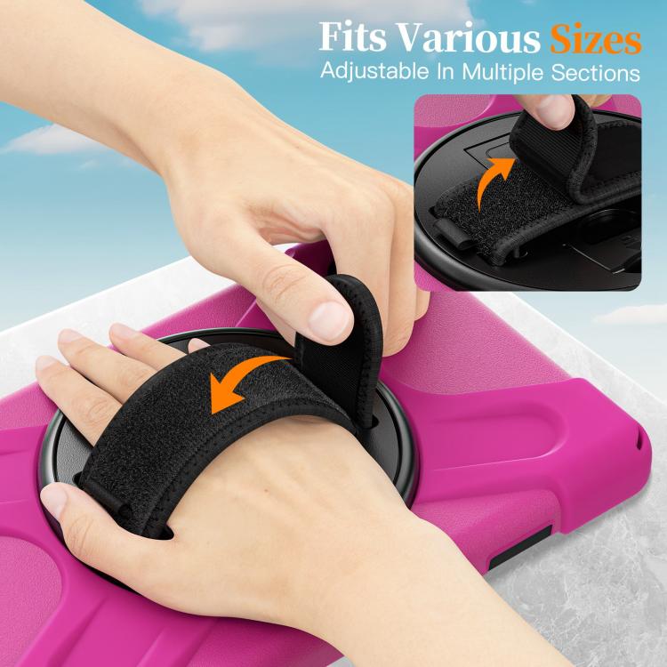 For Samsung Galaxy Tab A11 Rotatable Holder Silicone Hybrid PC Tablet Case with Shoulder Strap