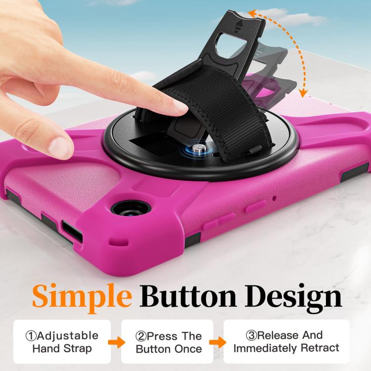 For Samsung Galaxy Tab A11 Rotatable Holder Silicone Hybrid PC Tablet Case with Shoulder Strap