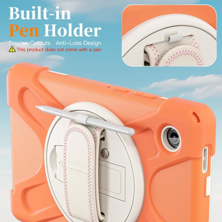 For Samsung Galaxy Tab A11 Rotatable Holder Silicone Hybrid PC Tablet Case with Shoulder Strap
