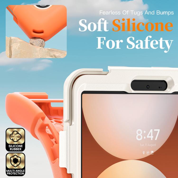For Samsung Galaxy Tab A11 Rotatable Holder Silicone Hybrid PC Tablet Case with Shoulder Strap