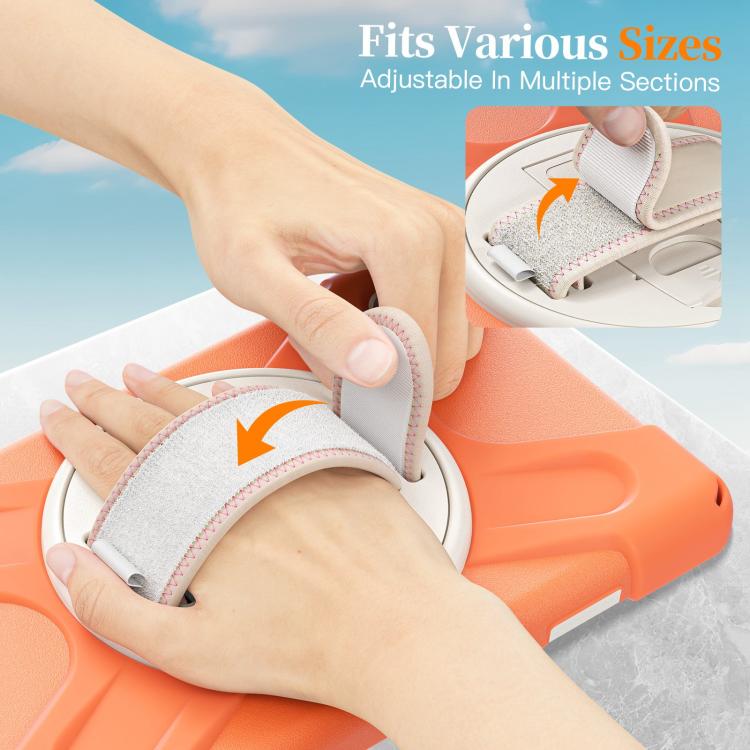 For Samsung Galaxy Tab A11 Rotatable Holder Silicone Hybrid PC Tablet Case with Shoulder Strap